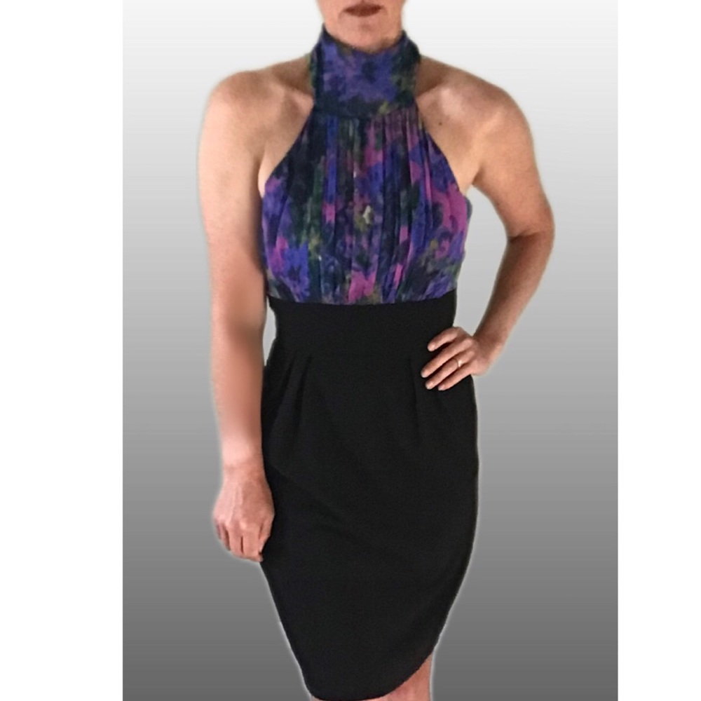 Eliza J Silk Halter Neck Dress